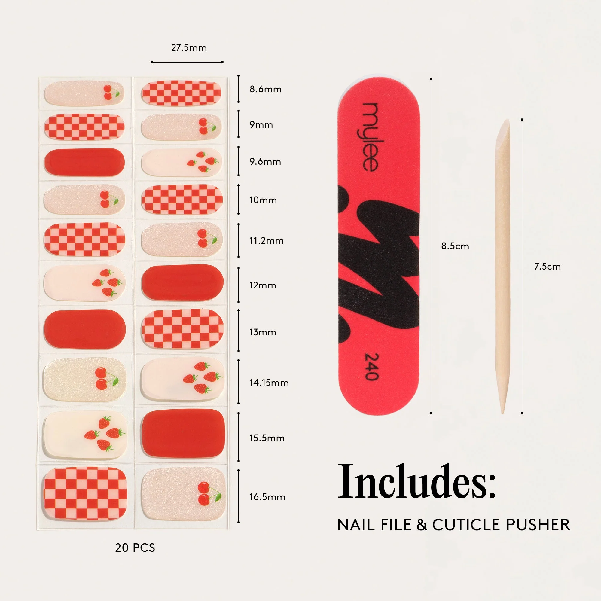 Mylee Gel Nail Wraps - Berries & Cream - Image 10