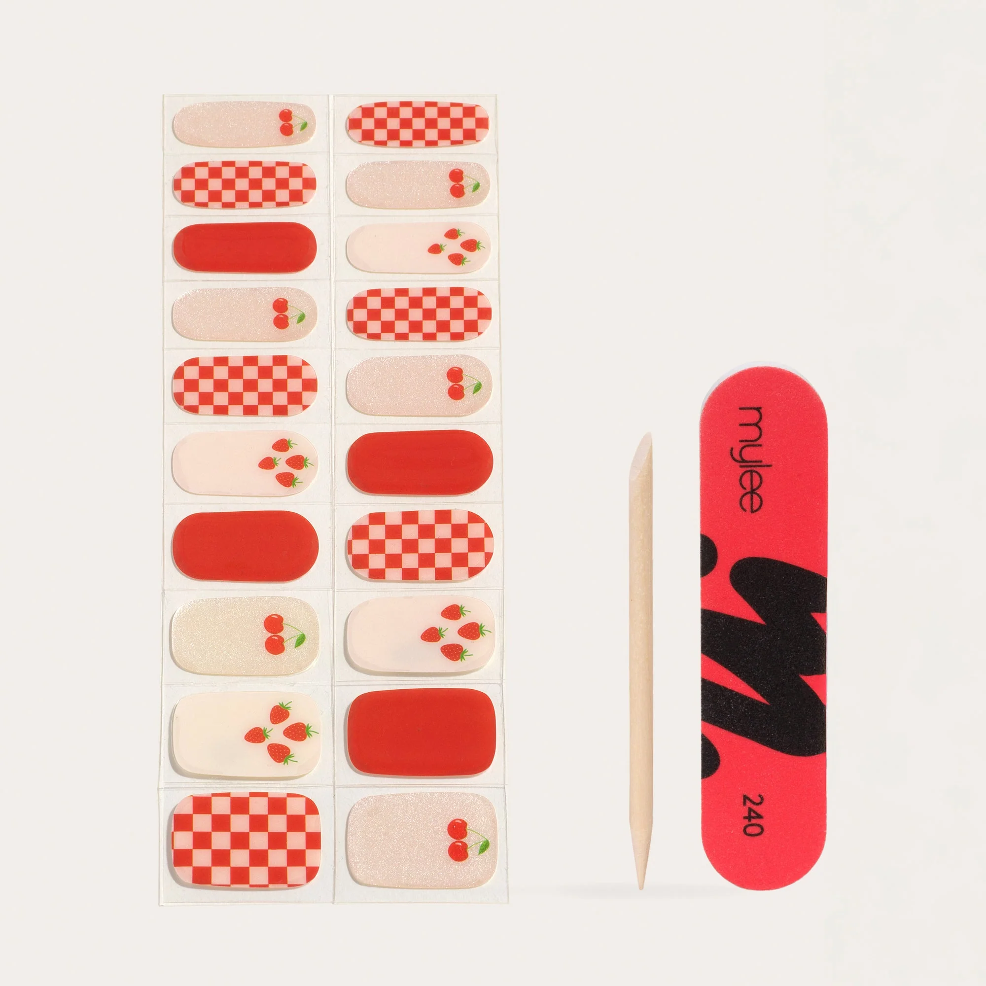 Mylee Gel Nail Wraps - Berries & Cream - Image 4