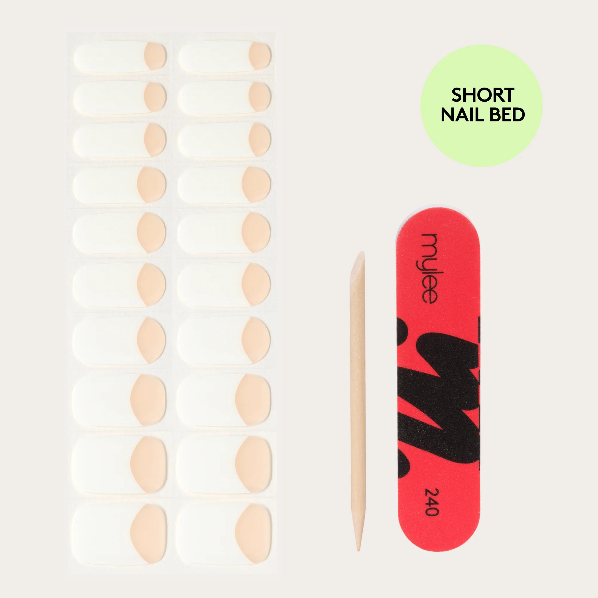 Mylee Gel Nail Wraps - Short Nail Bed French - Image 3